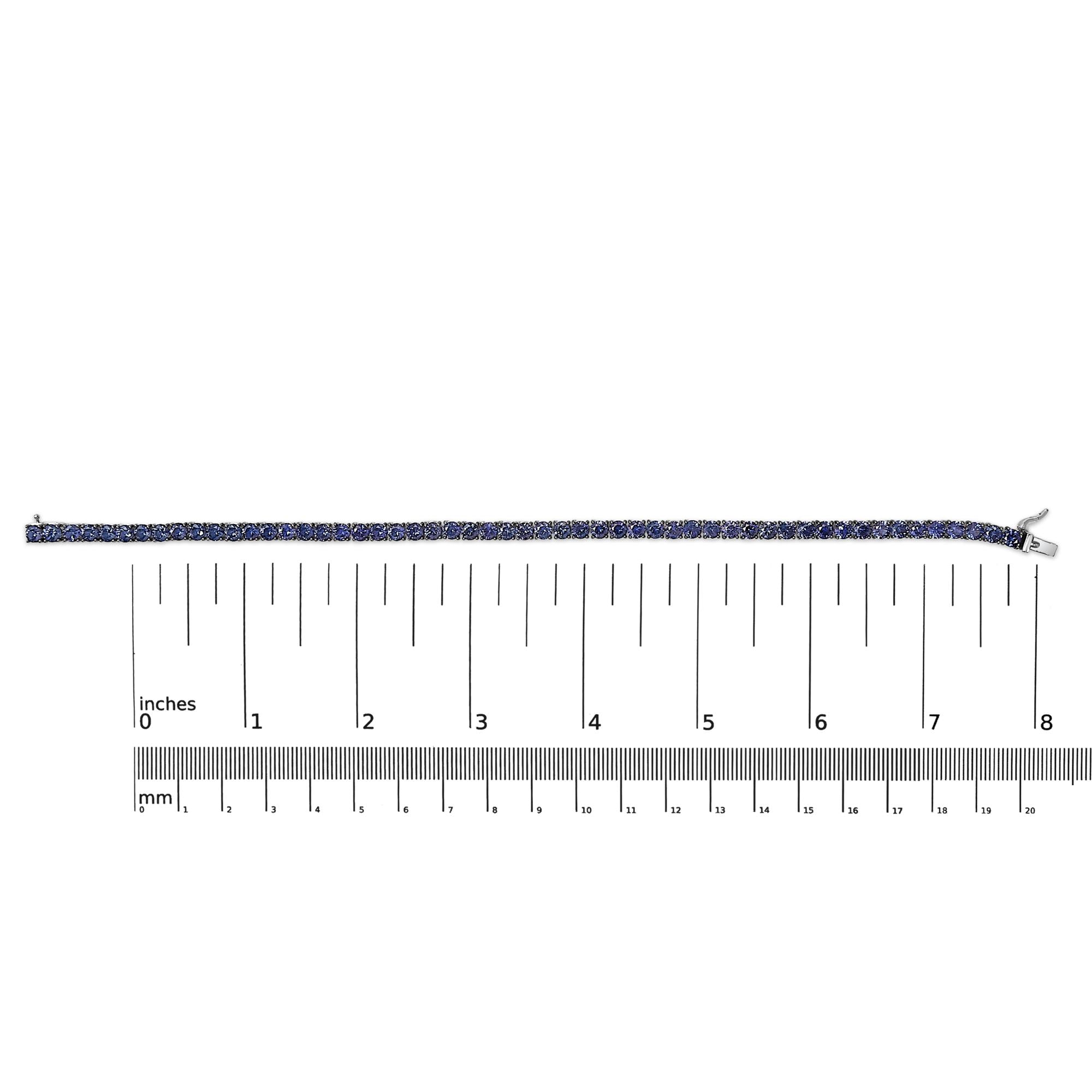 Men's .925 Sterling Silver Created Blue Sapphire Tennis Bracelet - 8.5" Inches