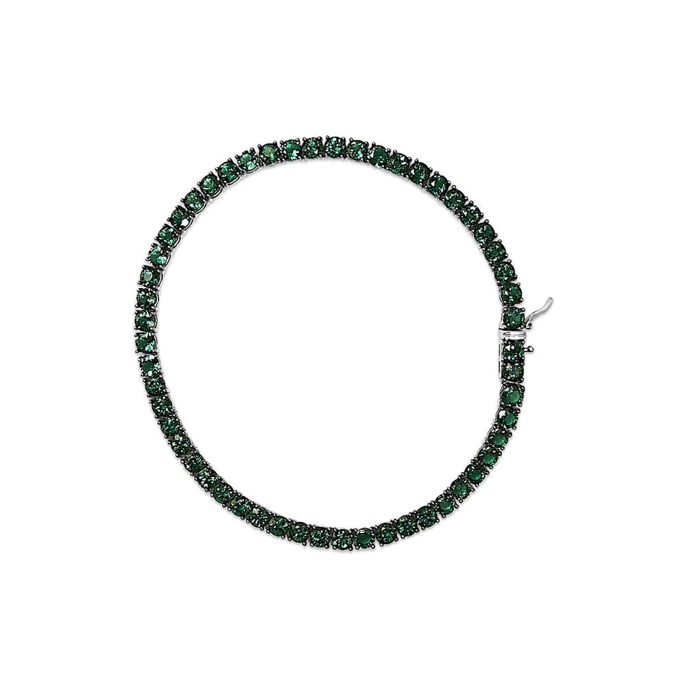 Men's .925 Sterling Silver Created Green Emerald Tennis Bracelet - 8.5" Inches