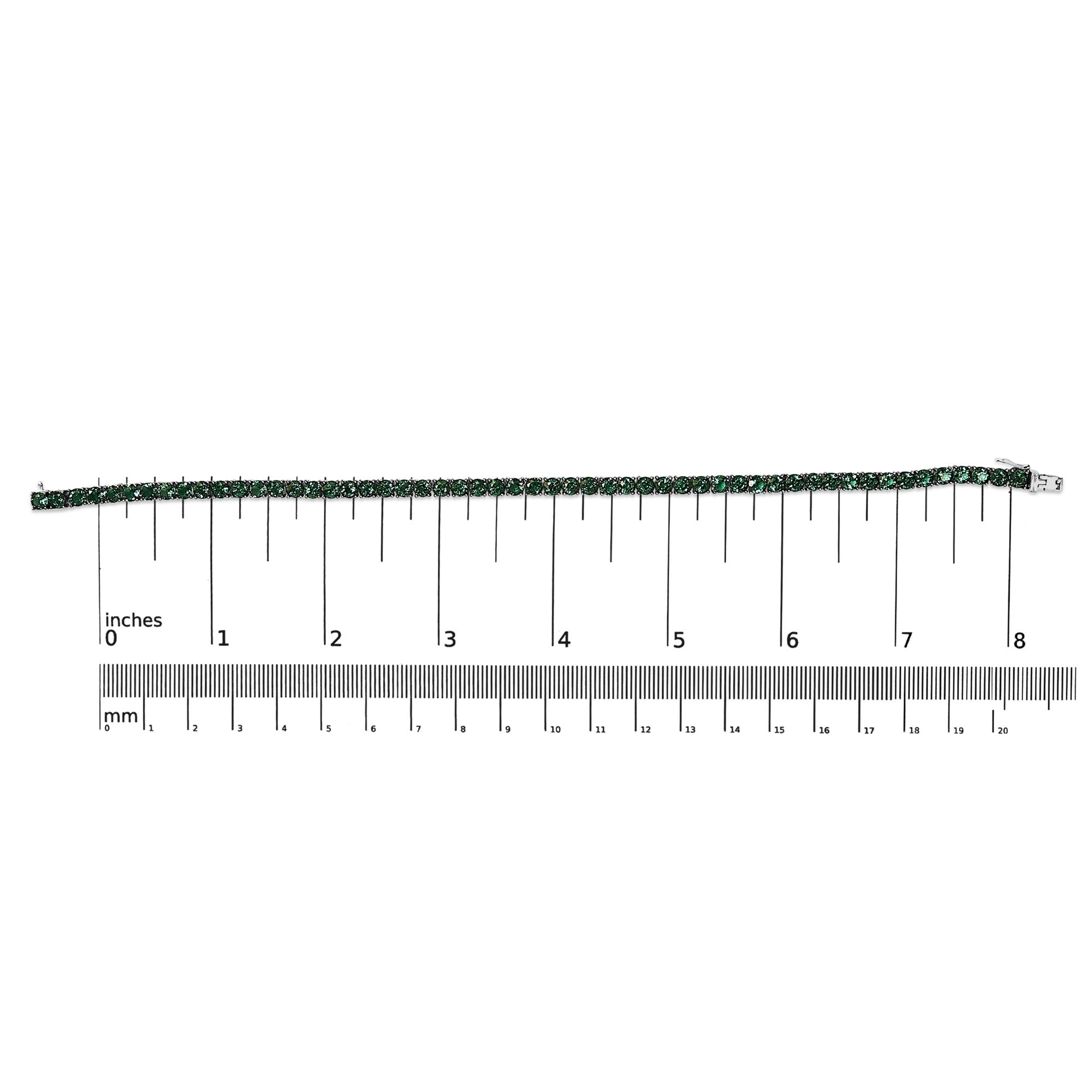 Men's .925 Sterling Silver Created Green Emerald Tennis Bracelet - 8.5" Inches
