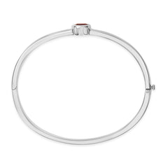 .925 Sterling Silver 7X7MM Created Red Ruby Solitaire Bangle Bracelet - 7 Inches
