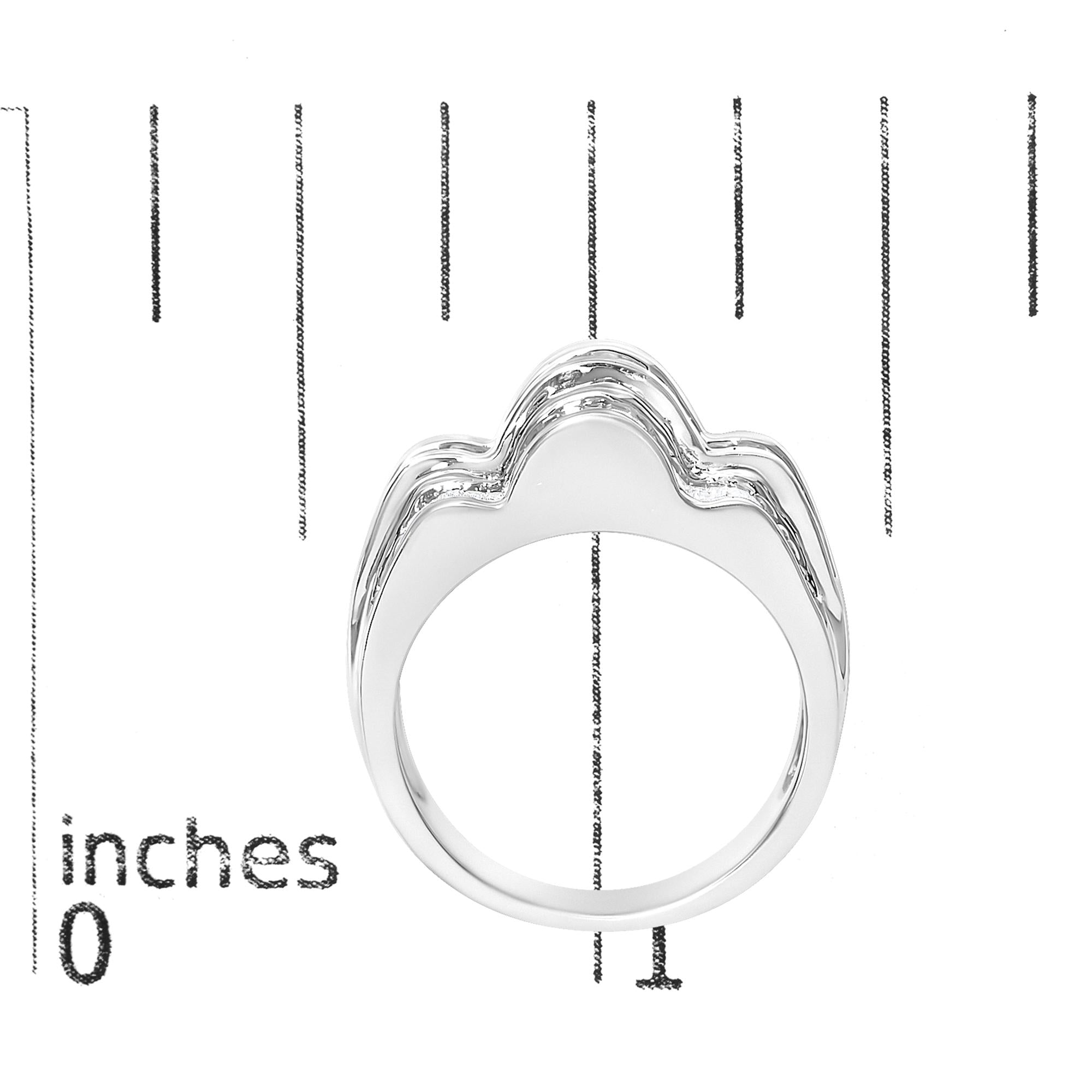 14K White Gold 1-1/4 Cttw Baguette Diamond Wave Design Band Ring