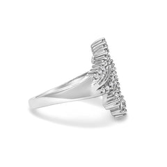 10K White Gold 1/2 Cttw Diamond Bypass Cocktail Ring