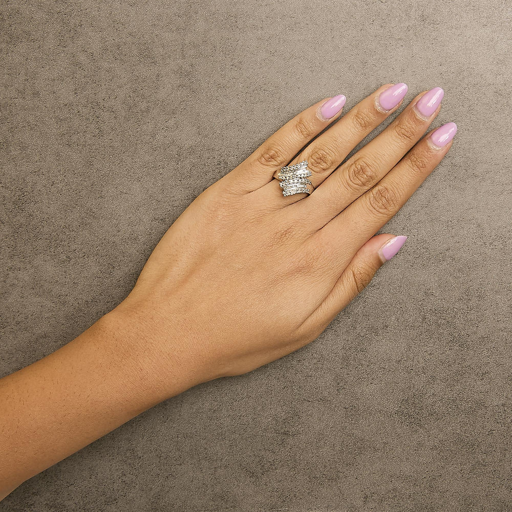 10K White Gold 1/2 Cttw Diamond Bypass Cocktail Ring