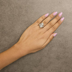 10K White Gold 1/2 Cttw Diamond Bypass Cocktail Ring