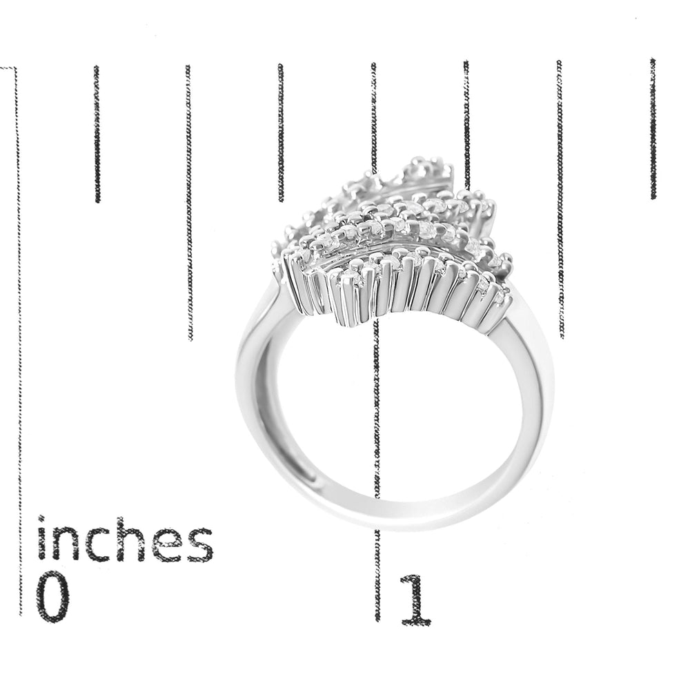 10K White Gold 1/2 Cttw Diamond Bypass Cocktail Ring