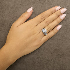 10K White Gold 1/3 Cttw Invisible Set Princess-cut Diamond Cluster Bypass Ring (H-I Color, SI1-SI2 Clarity)