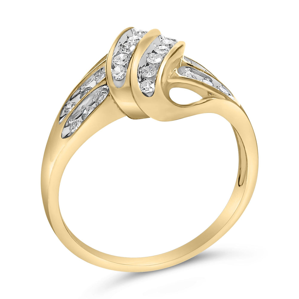 10K Yellow Gold Plated .925 Sterling Silver 1.0 Cttw Diamond Flower Cluster Open Halo Floral Ring (J-K Color, I2-I3 Clarity)