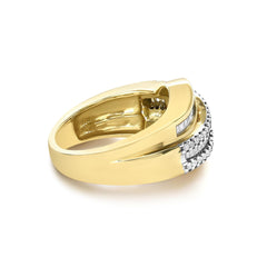14K Yellow Gold 1.0 Cttw Diamond Wave Design Band Ring