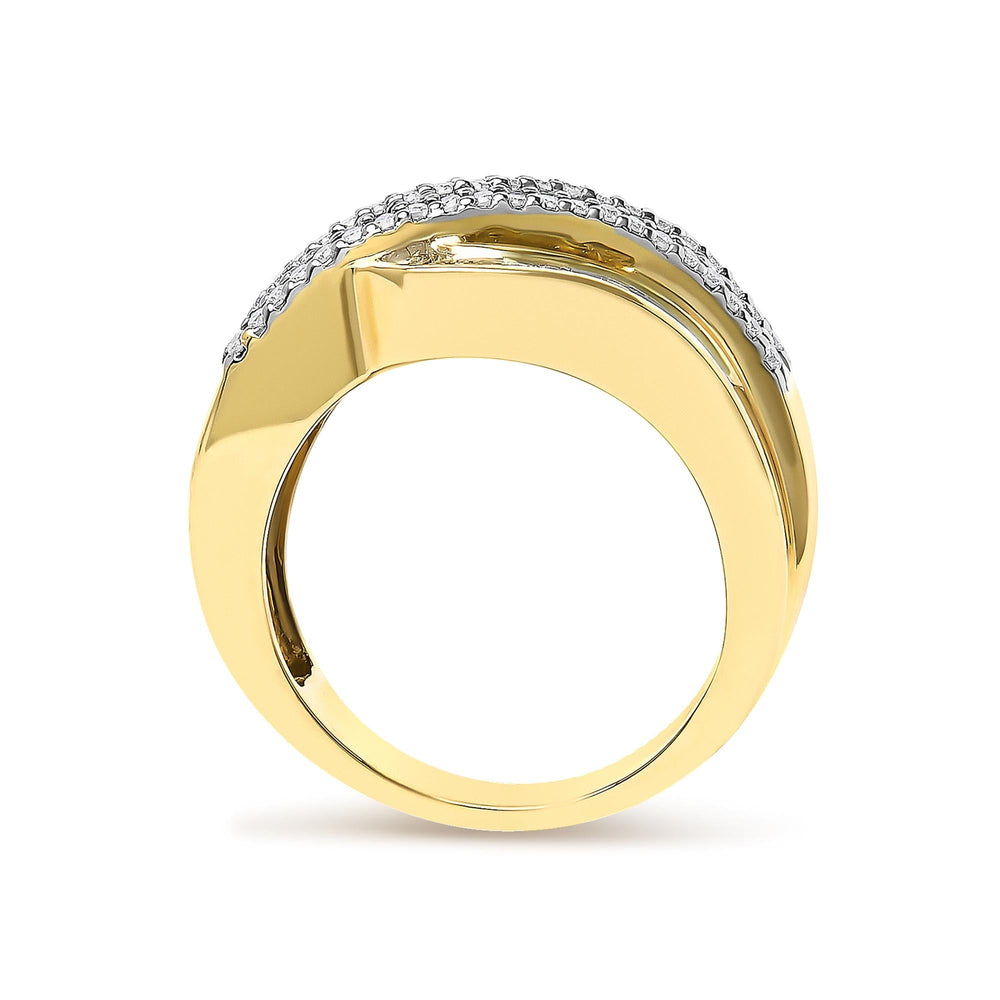 14K Yellow Gold 1.0 Cttw Diamond Wave Design Band Ring