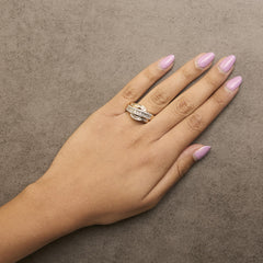 14K Yellow Gold 1.0 Cttw Diamond Wave Design Band Ring