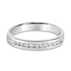 18K White Gold 1/4 Cttw Channel Set Brilliant Round-Cut Diamond Classic 11 Stone Wedding Band Ring (E-F Color, I1-I2 Clarity)