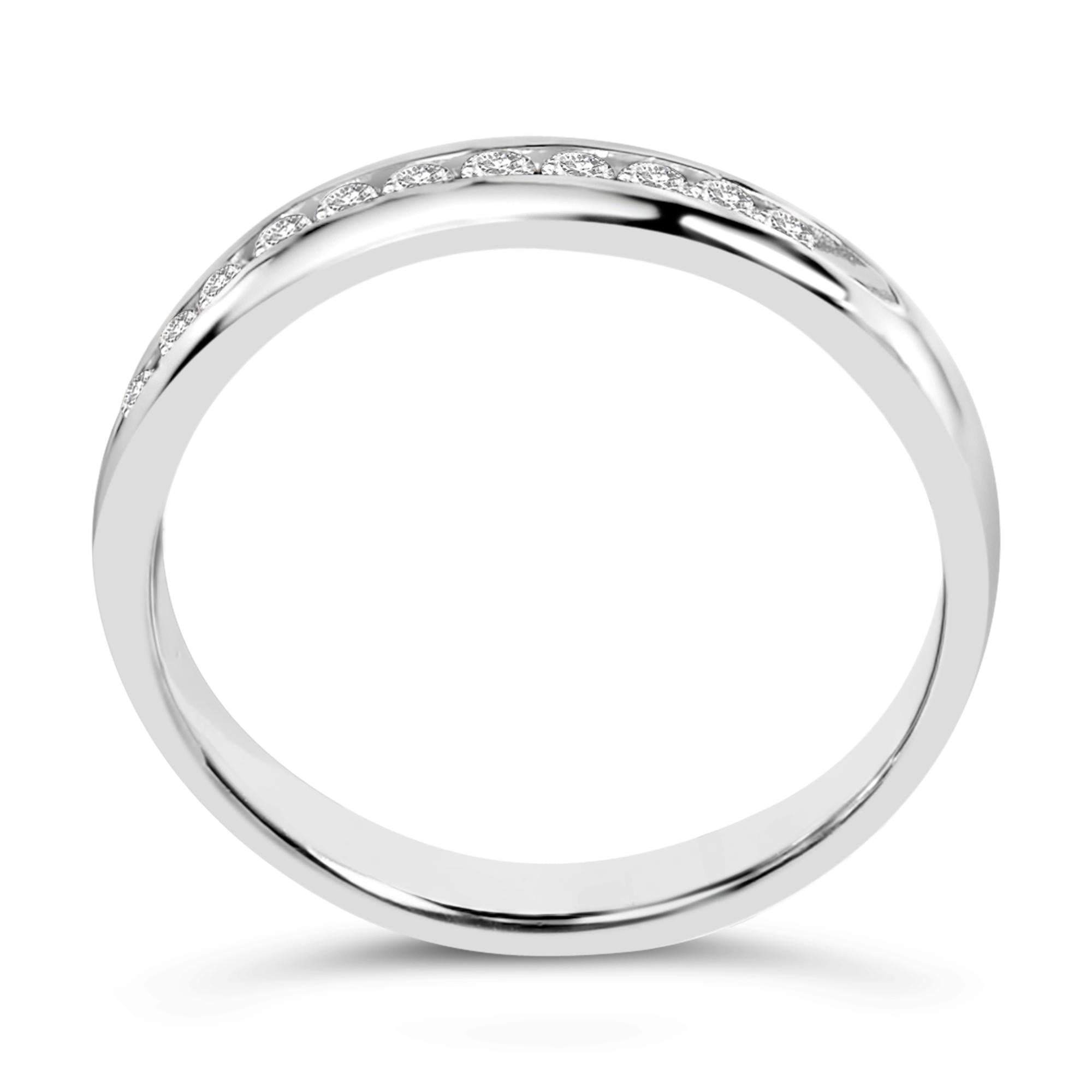 18K White Gold 1/4 Cttw Channel Set Brilliant Round-Cut Diamond Classic 11 Stone Wedding Band Ring (E-F Color, I1-I2 Clarity)