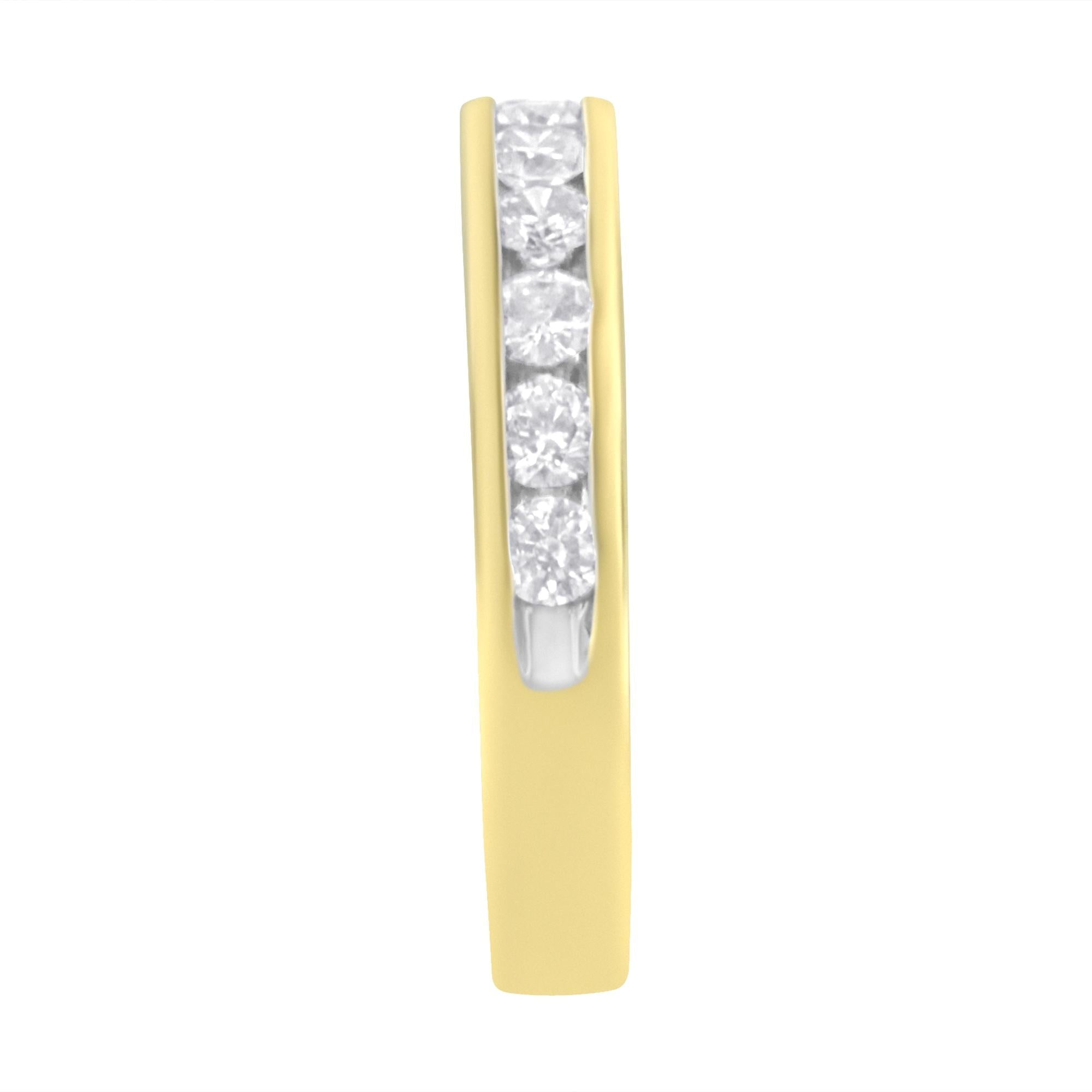IGI Certified 18K Yellow Gold 1.0 Cttw Channel Set Round-Cut Diamond 11 Stone Anniversary/Wedding Band Ring (I-J Color, I1-I2 Clarity)