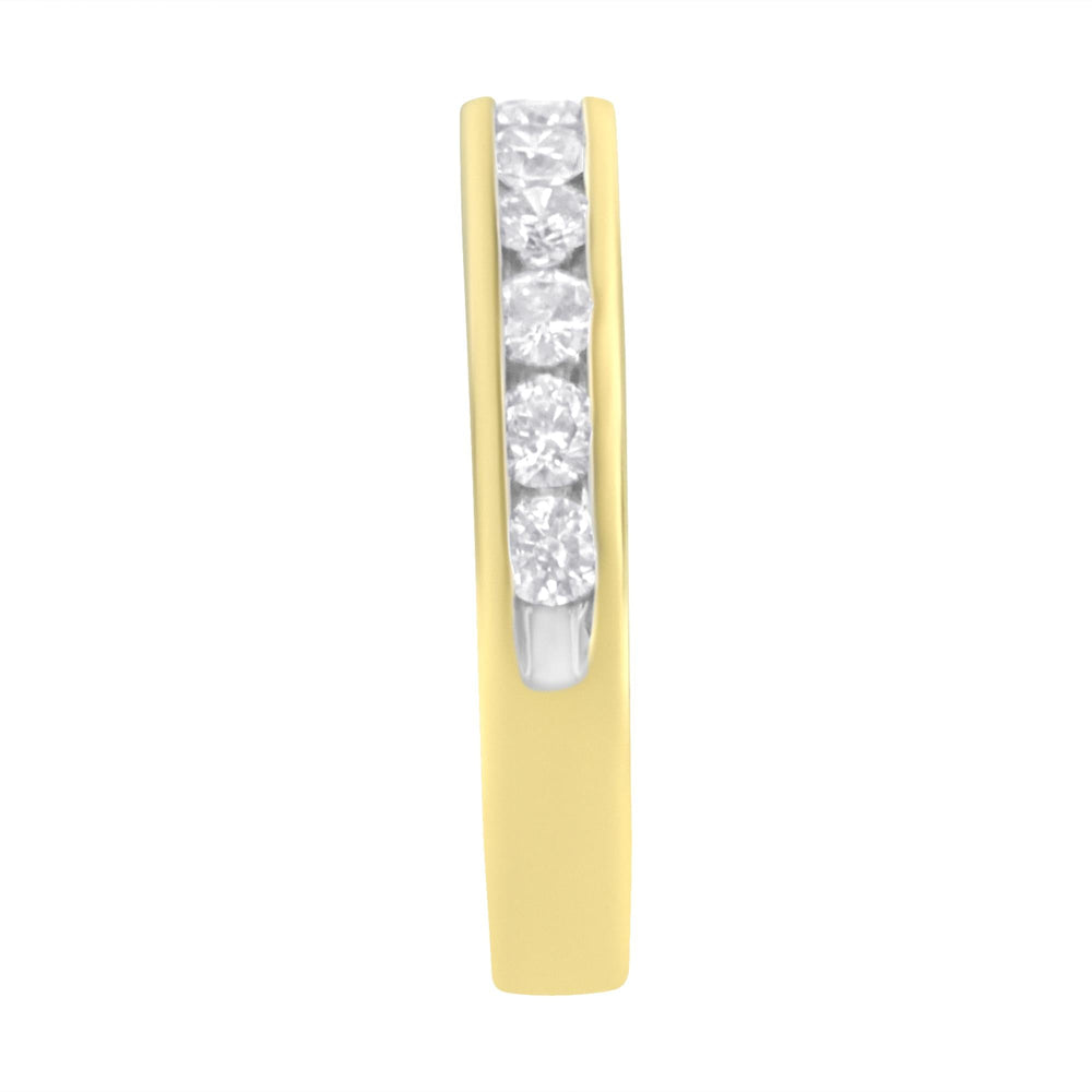 IGI Certified 18K Yellow Gold 1.0 Cttw Channel Set Round-Cut Diamond 11 Stone Anniversary/Wedding Band Ring (I-J Color, I1-I2 Clarity)