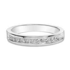 .925 Sterling Silver 1/2 Cttw Princess-Cut Diamond Channel-Set Half-Eternity Wedding or Anniversary Band Ring (H-I Color, I2 Clarity)