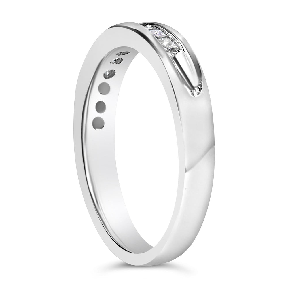 .925 Sterling Silver 1/2 Cttw Princess-Cut Diamond Channel-Set Half-Eternity Wedding or Anniversary Band Ring (H-I Color, I2 Clarity)