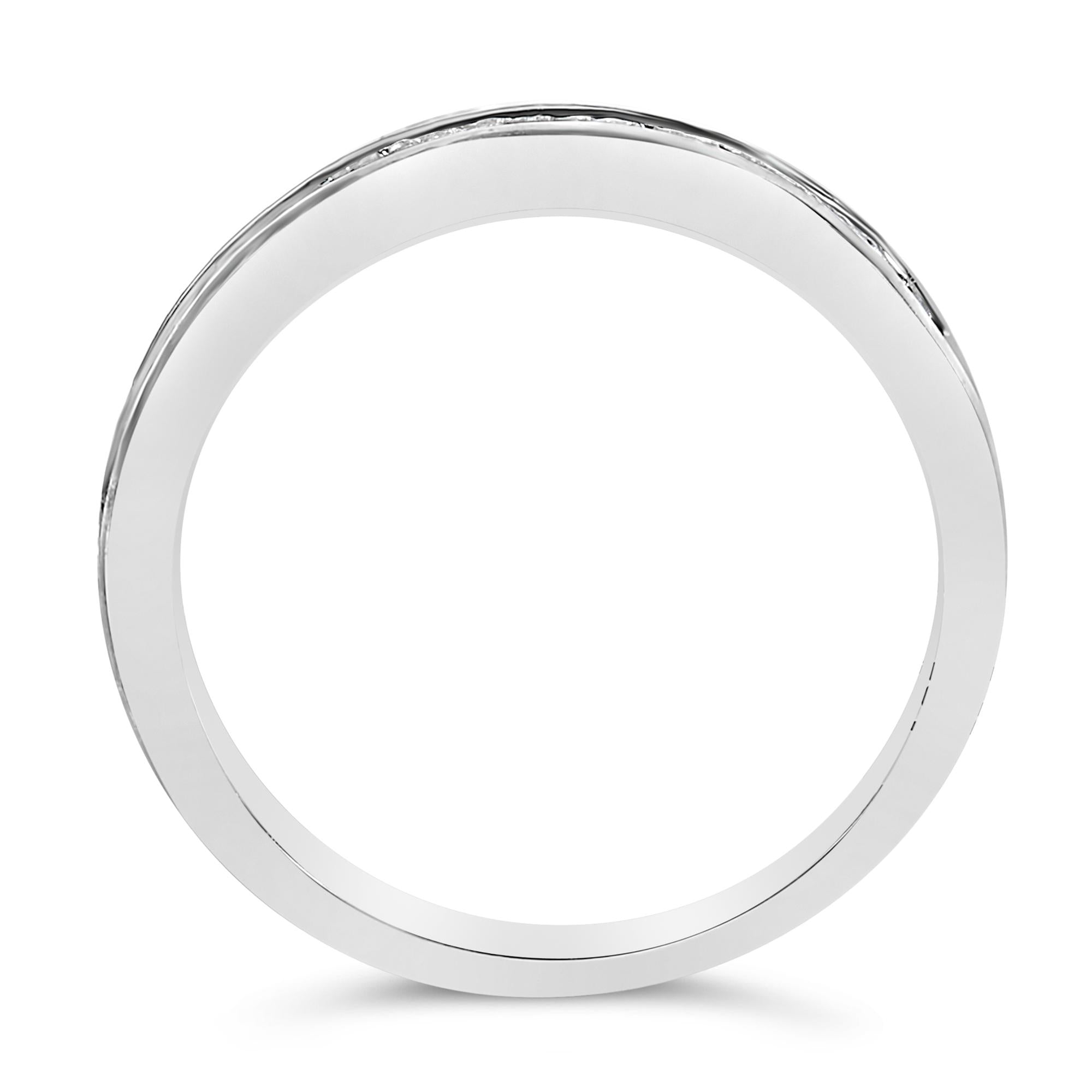 IGI Certified 1/2 Cttw Princess Cut Diamond 18K White Gold Channel Set Half Eternity Style Wedding Band Ring (H-I Color, SI2-I1 Clarity)