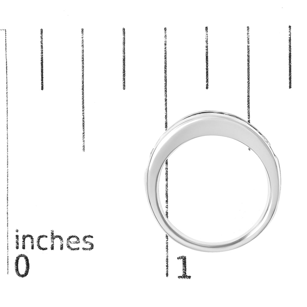 14K White Gold Alternating 1.0 Cttw Round and Baguette Diamond Channel Band Ring