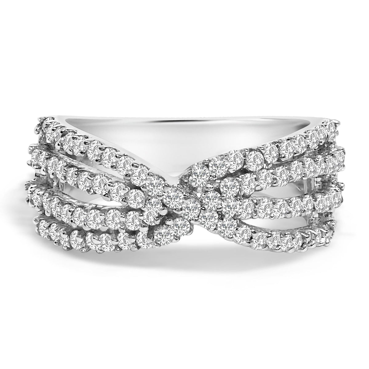 10K White Gold Diamond Bypass Ring (1 Cttw, G-H Color, SI2-I1 Clarity)