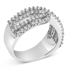 10K White Gold Diamond Bypass Ring (1 Cttw, G-H Color, SI2-I1 Clarity)