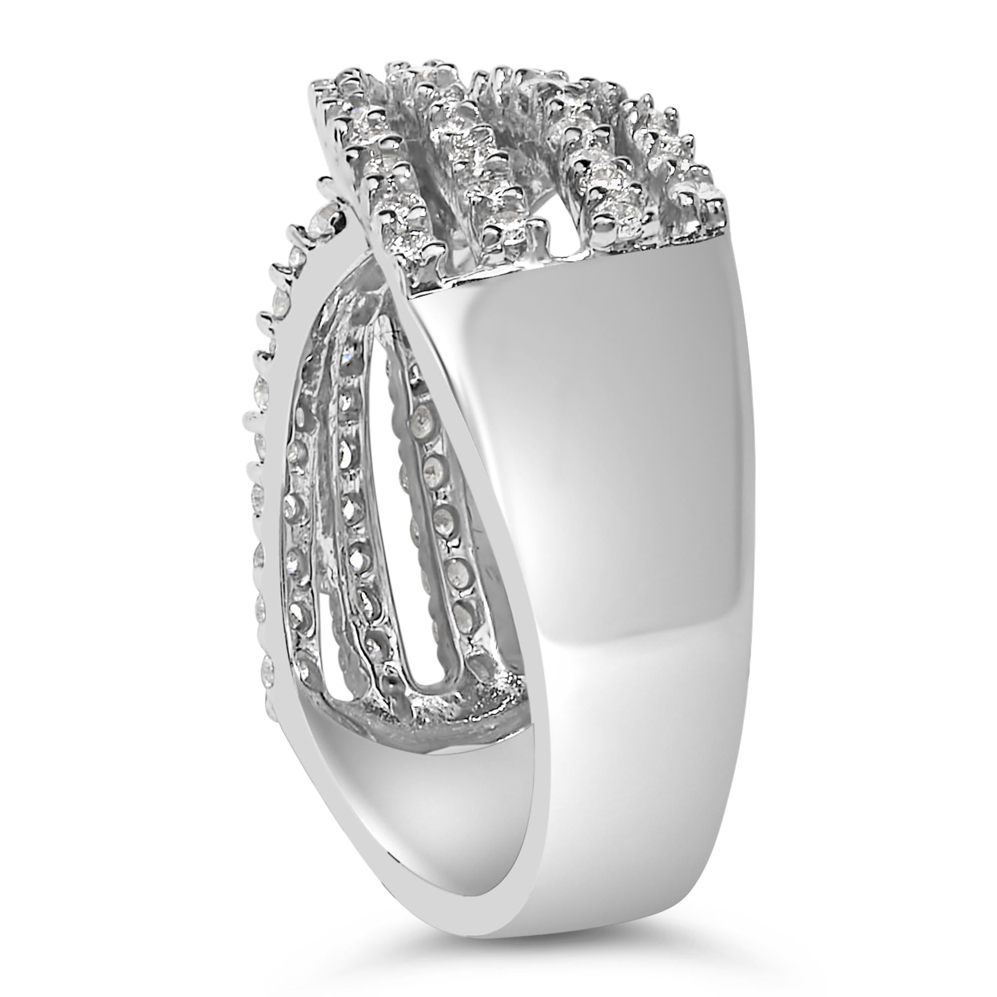 10K White Gold Diamond Bypass Ring (1 Cttw, G-H Color, SI2-I1 Clarity)