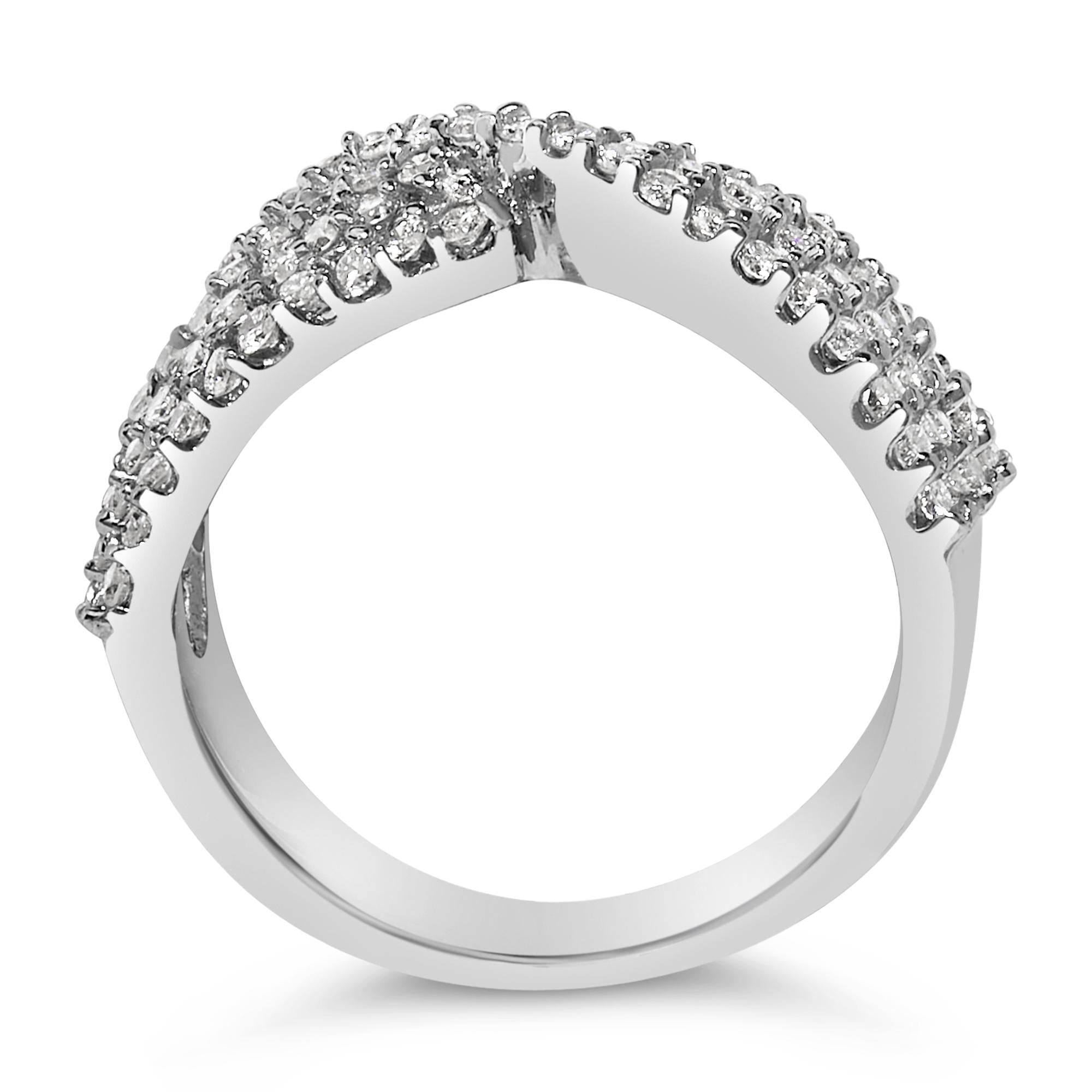 10K White Gold Diamond Bypass Ring (1 Cttw, G-H Color, SI2-I1 Clarity)