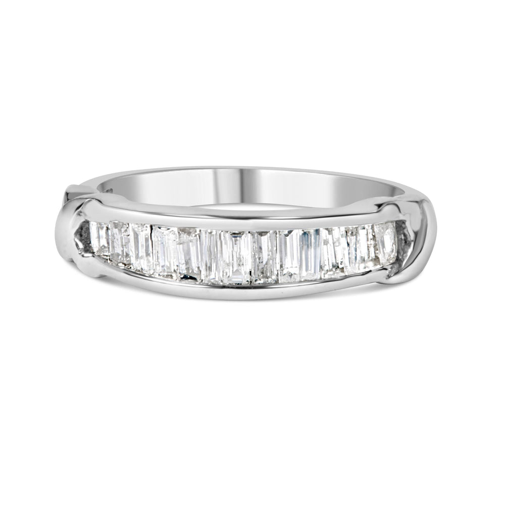 .925 Sterling Silver 1/2 Cttw Baguette Cut Diamond Channel Set X-Station Wedding Ring (H-I Color, I1-I2 Clarity)