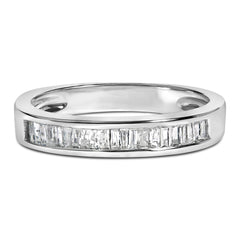 .925 Sterling Silver 1/3 Cttw Baguette Cut Diamond Channel Set Stackable Wedding Ring