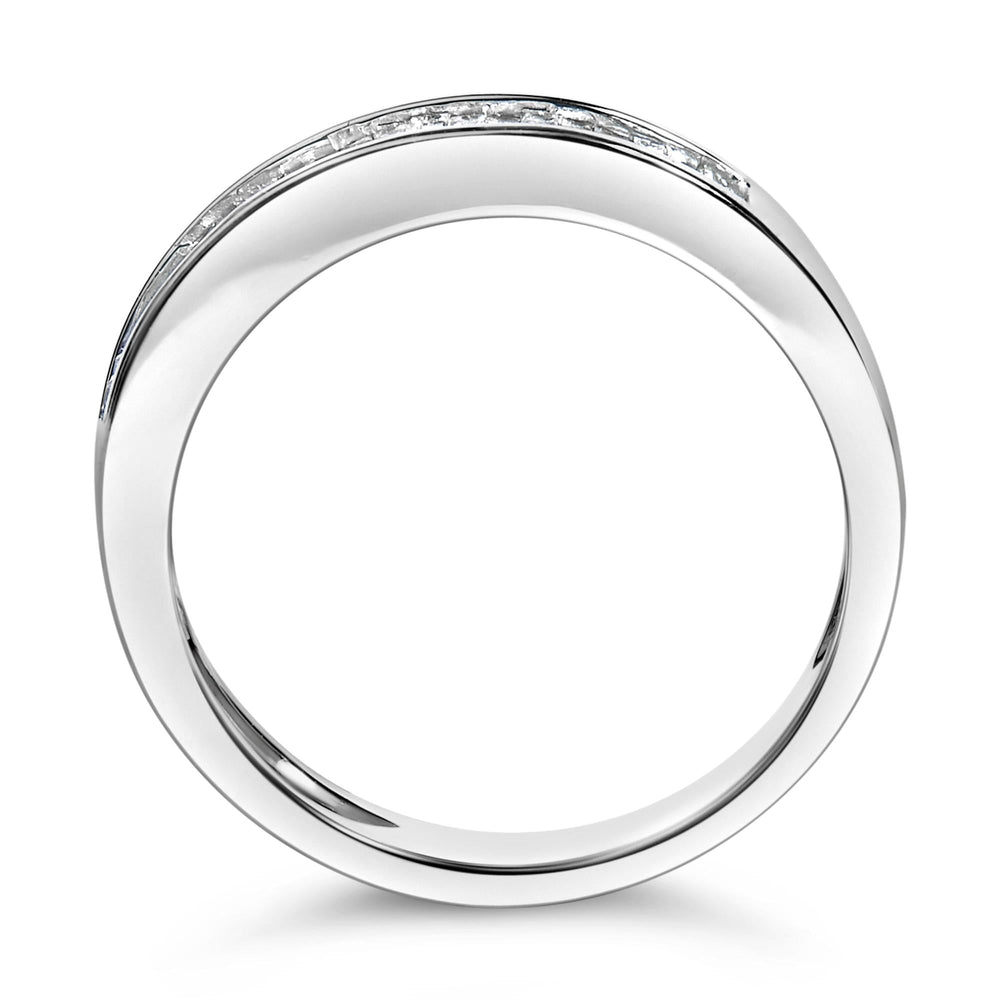 .925 Sterling Silver 1/3 Cttw Baguette Cut Diamond Channel Set Stackable Wedding Ring