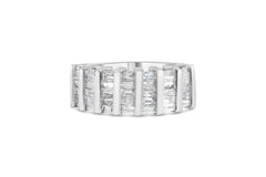 .925 Sterling Silver 1.0 Cttw Baguette Cut Diamond Vertical Channel Fluted Multi-Row Unisex Fashion Wedding Ring (H-I Color, I1-I2 Clarity)