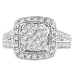 10K White Gold Diamond Cluster Ring (1 Cttw, H-I Color, SI2-I1 Clarity)