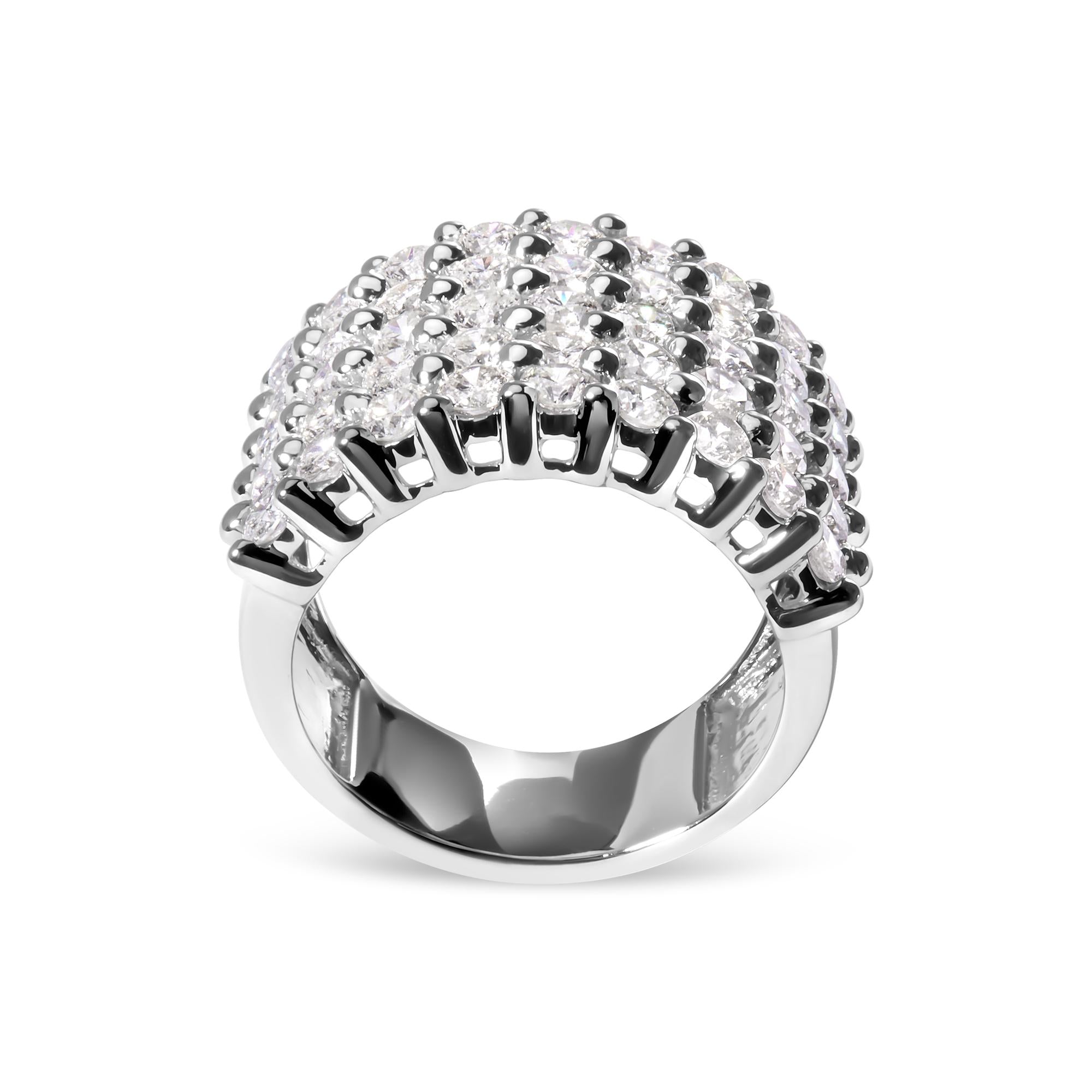 14k White Gold 4.0 Cttw Diamond 5 Row Ring Band (I-J Color, I1-I2 Clarity)