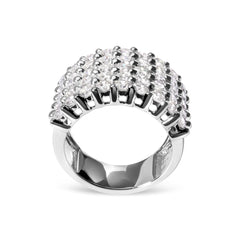 14k White Gold 4.0 Cttw Diamond 5 Row Ring Band (I-J Color, I1-I2 Clarity)
