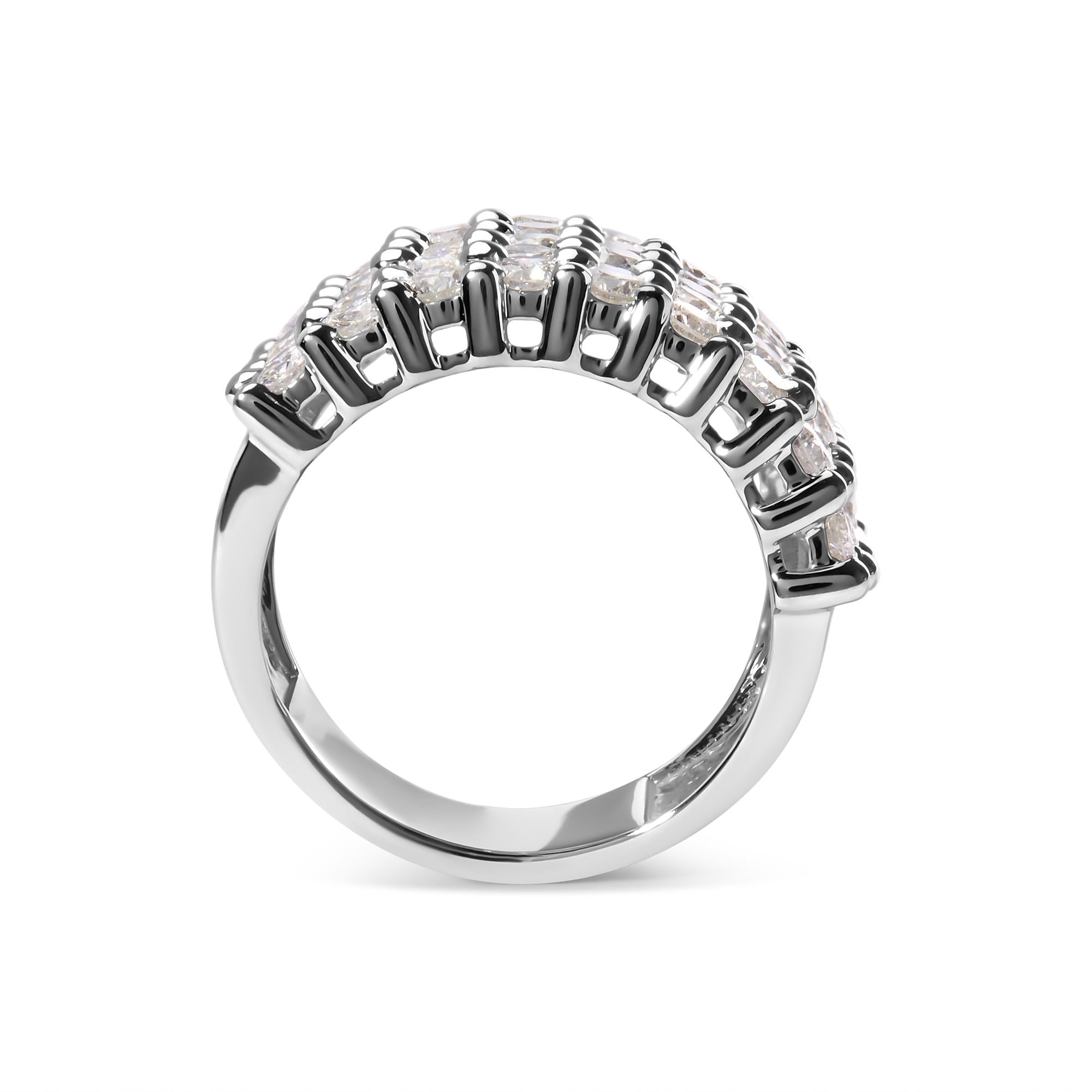 14k White Gold 4.0 Cttw Diamond 5 Row Ring Band (I-J Color, I1-I2 Clarity)