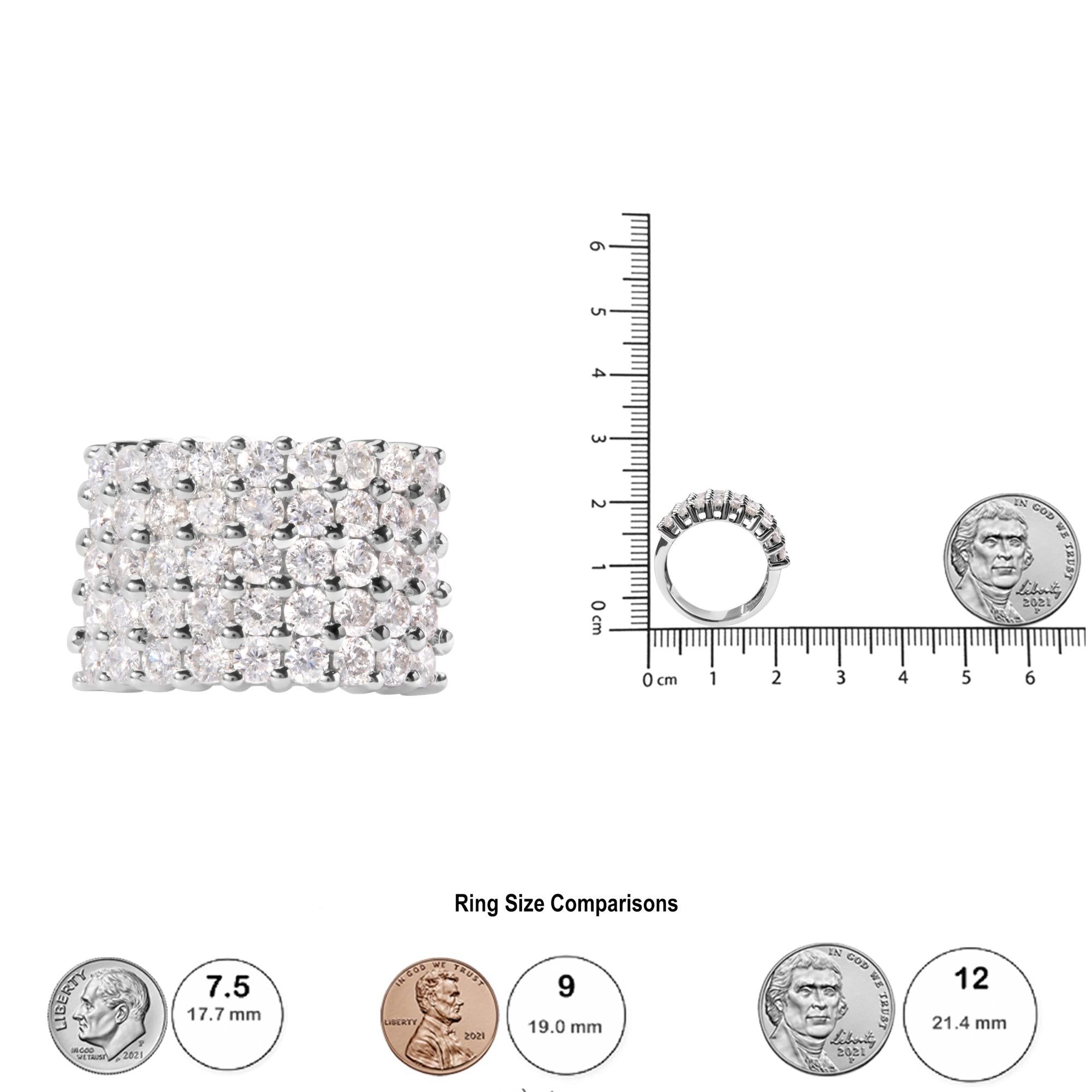 14k White Gold 4.0 Cttw Diamond 5 Row Ring Band (I-J Color, I1-I2 Clarity)