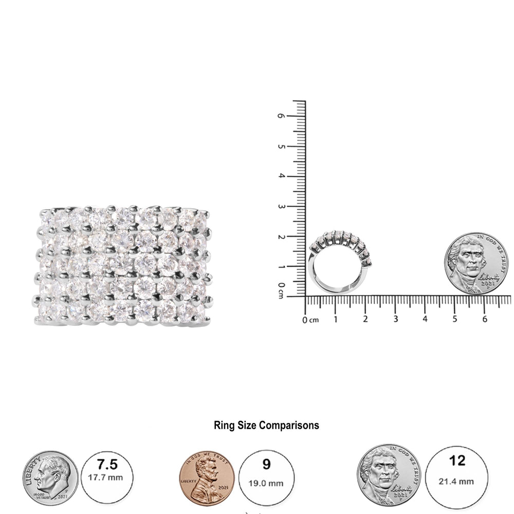 14k White Gold 4.0 Cttw Diamond 5 Row Ring Band (I-J Color, I1-I2 Clarity)