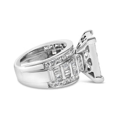 14K White Gold 2.0 Cttw Mixed-Cut Diamond Rectangle Invisible-Set Composite Cluster Ring with Bar- and Channel-Set Band (H-I Color, SI2-I1 Clarity)