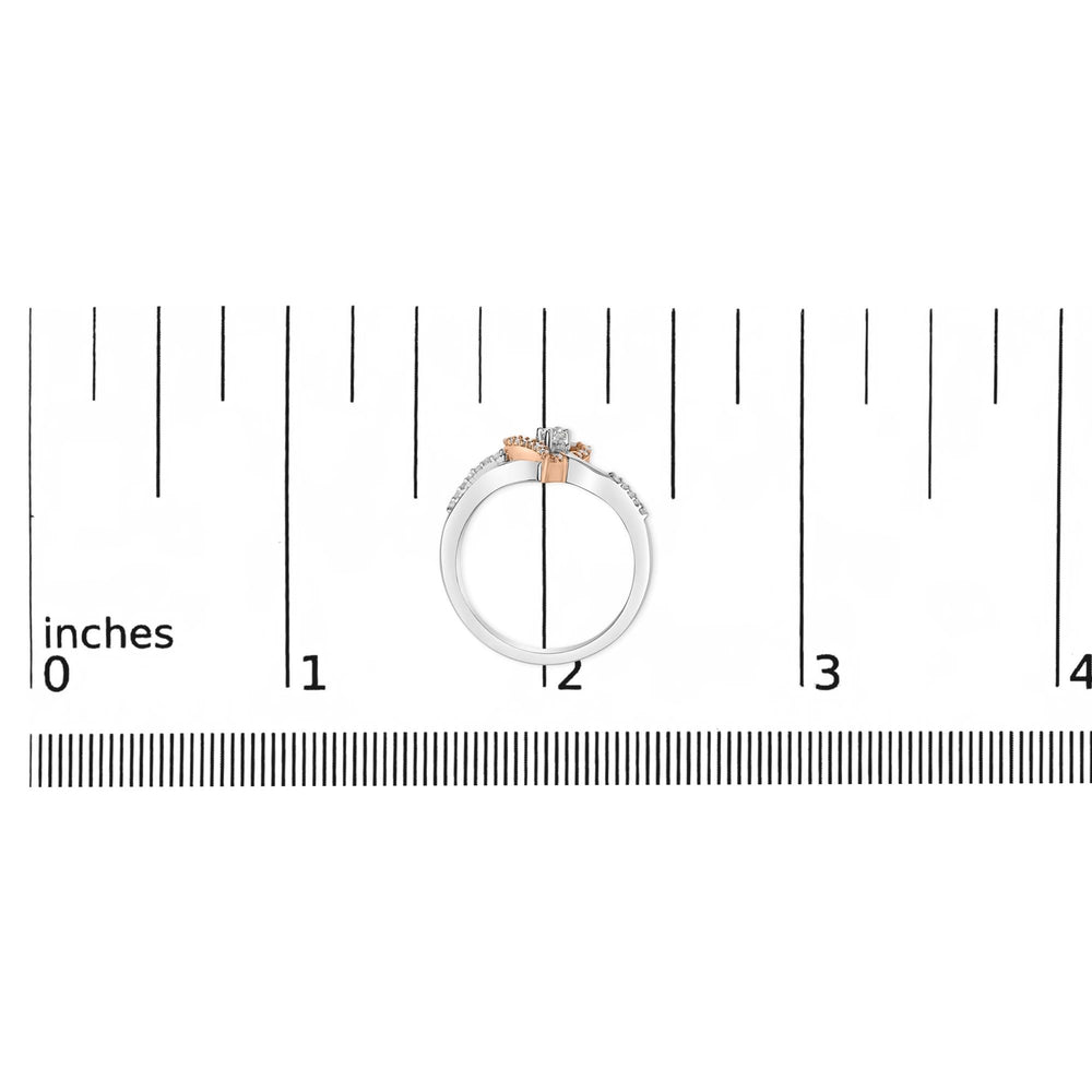 10K Rose Gold Plated .925 Sterling Silver 1/5 Cttw Diamond Two Tone Open Heart Promise or Fashion Ring (I-J Color, I2-I3 Clarity)