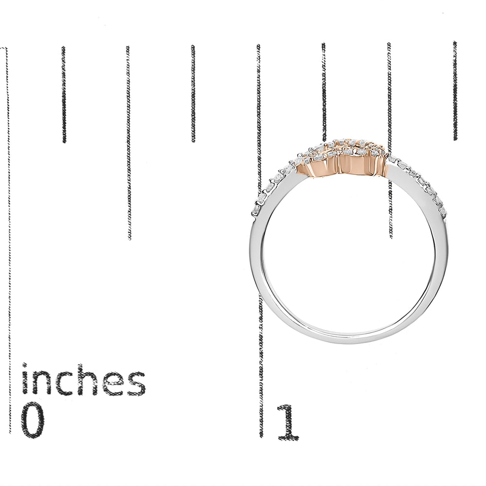 14K Rose Gold Plated and White .925 Sterling Silver 1/5 Cttw Round-Cut Diamond Open Heart Promise Ring (I-J Color, I2-I3 Clarity)