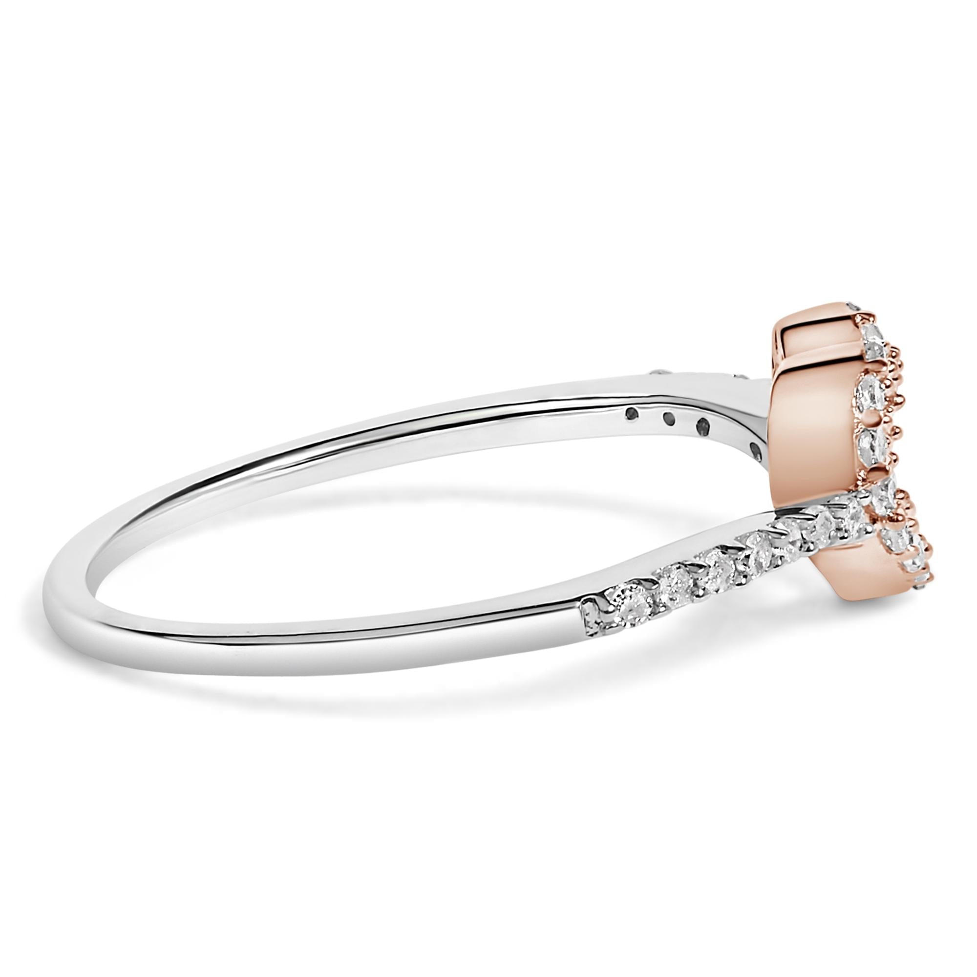 10K Two Toned Gold Diamond Heart Cocktail Ring (1/5 Cttw, H-I Color, I1-I2 Clarity)
