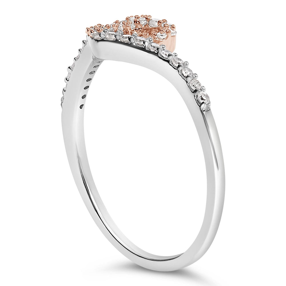 10K Two Toned Gold Diamond Heart Cocktail Ring (1/5 Cttw, H-I Color, I1-I2 Clarity)
