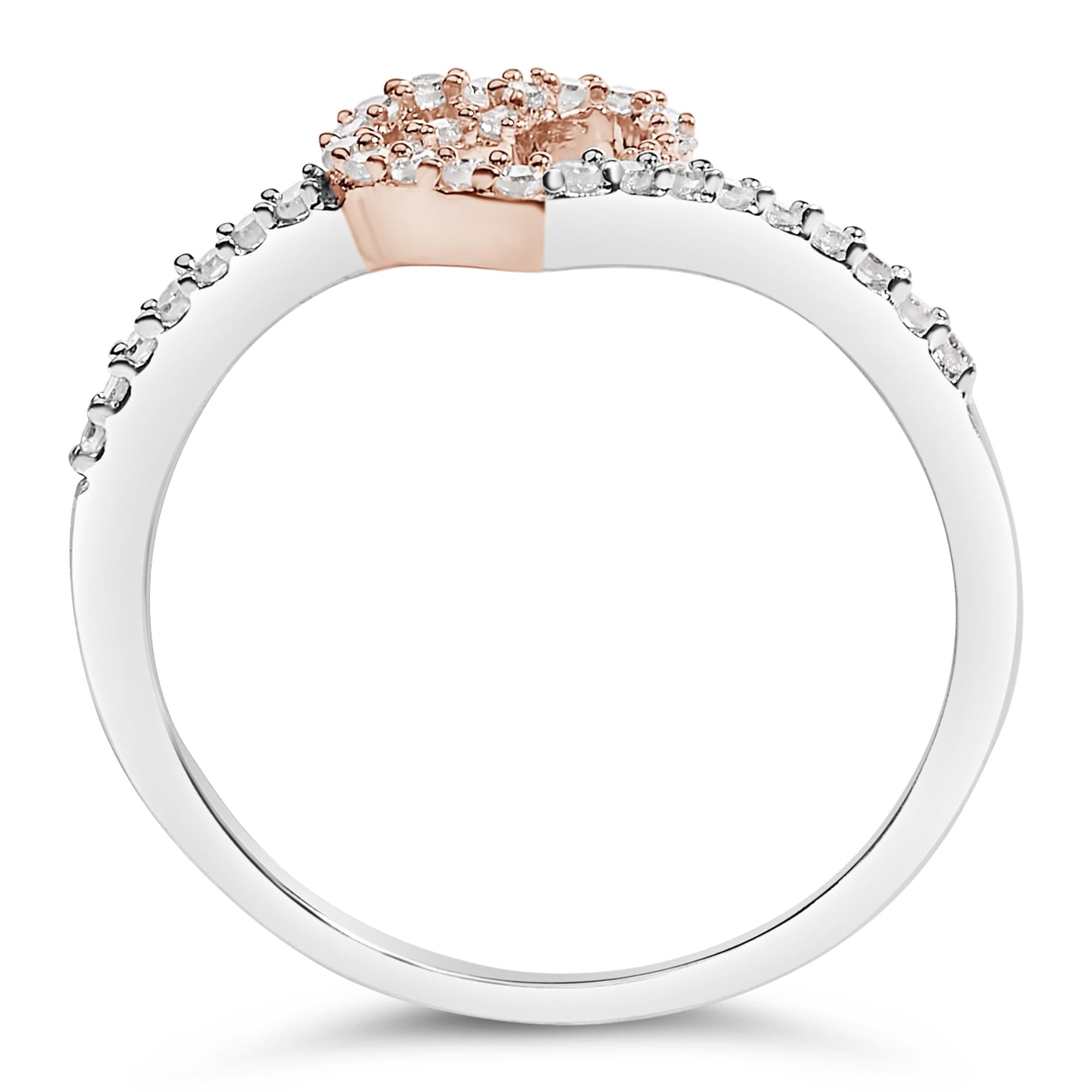 10K Two Toned Gold Diamond Heart Cocktail Ring (1/5 Cttw, H-I Color, I1-I2 Clarity)