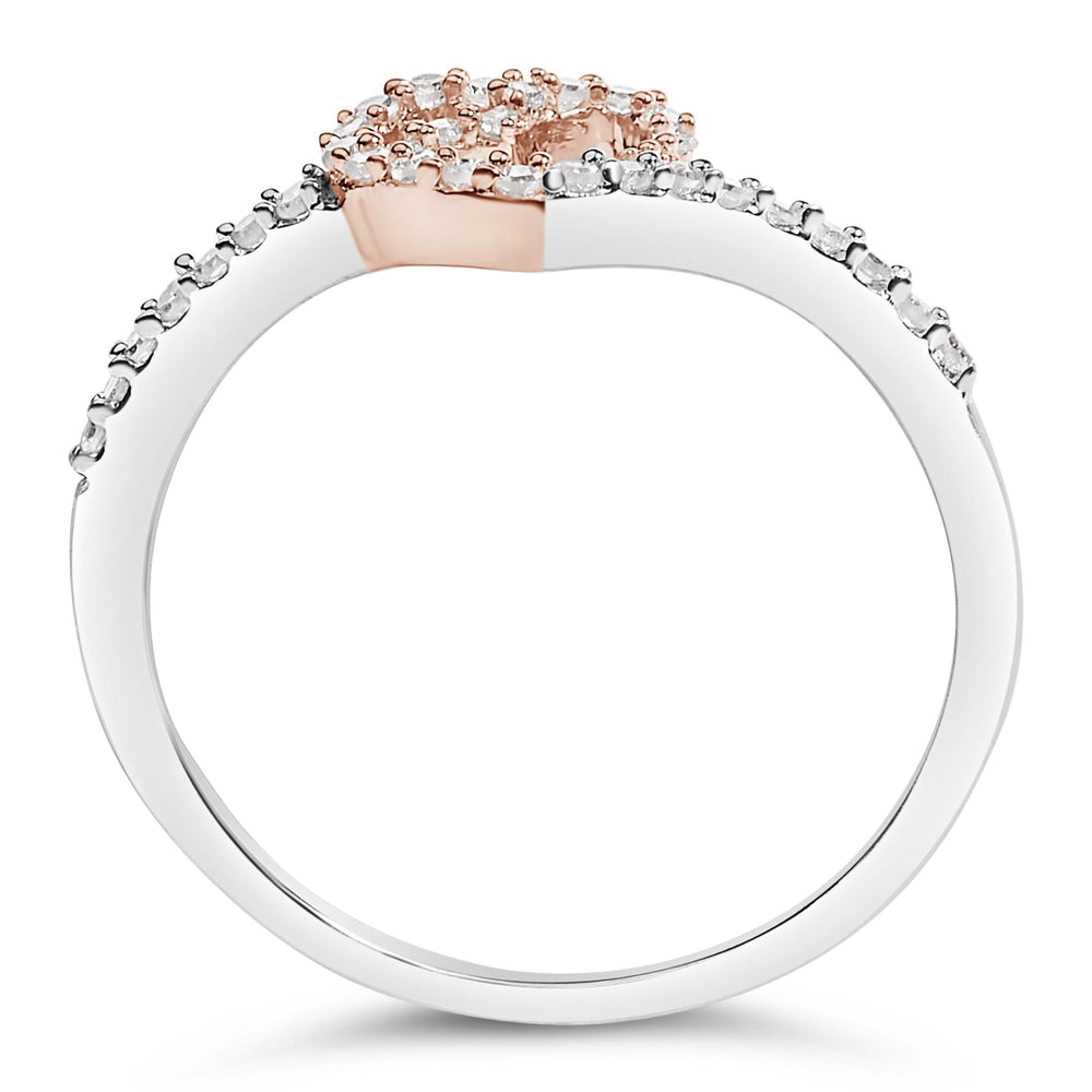 10K Two Toned Gold Diamond Heart Cocktail Ring (1/5 Cttw, H-I Color, I1-I2 Clarity)