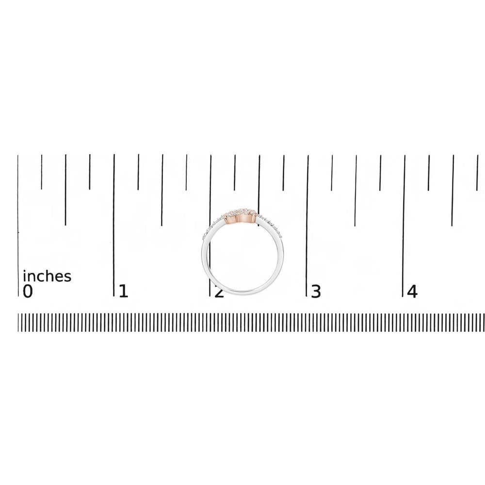 10K Rose Gold over .925 Sterling Silver 1/5 Cttw Diamond Two Tone Open Heart Promise or Fashion Ring (I-J Color, I2-I3 Clarity)