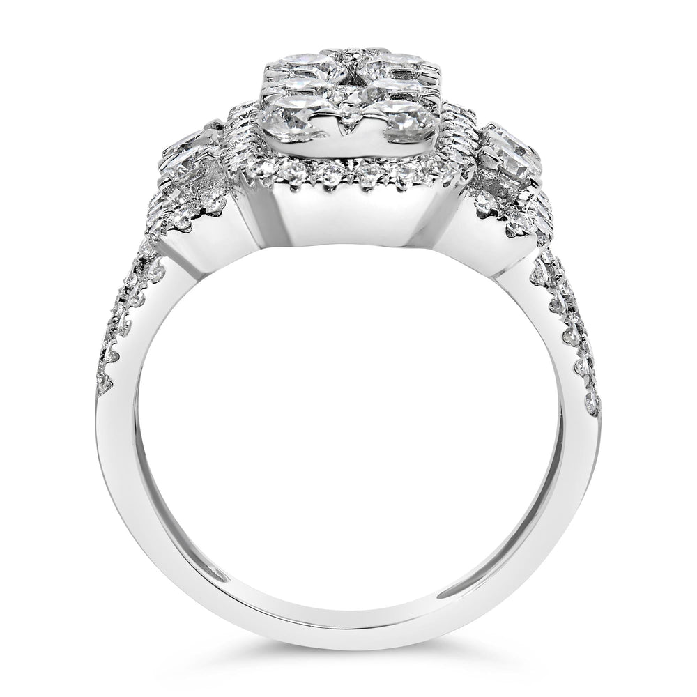 14K White Gold 2 1/4 Cttw Diamond Cocktail Cluster Ring (G-H Color, SI2-I1 Clarity)