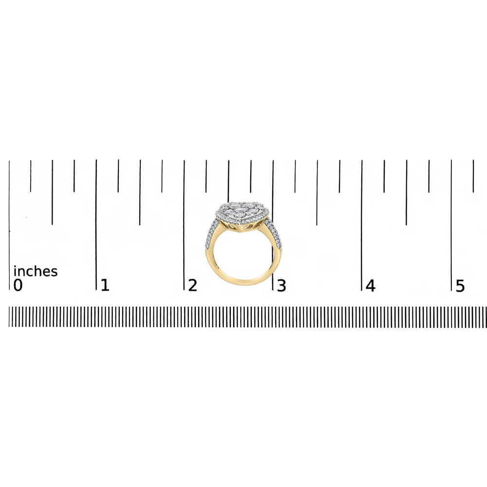 14K Yellow Gold 1 1/2 Cttw Diamond Heart Shaped Composite Ring (H-I Color, SI2-I1 Clarity) - Ring Size 7