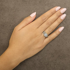 10K Rose Gold 3/4 Cttw Diamond Floral Cluster Head and Twisted Shank Cocktail  Ring (H-I Color, SI1-SI2 Clarity)-