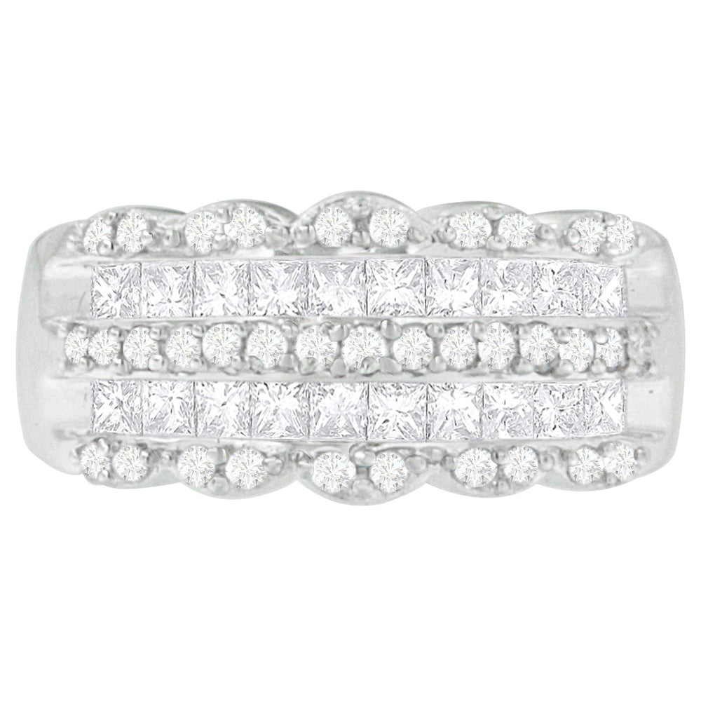 14K White Gold 1 1/7ct. TDW Round and Princess-Cut Diamond Ring(H-I, SI2-I1)