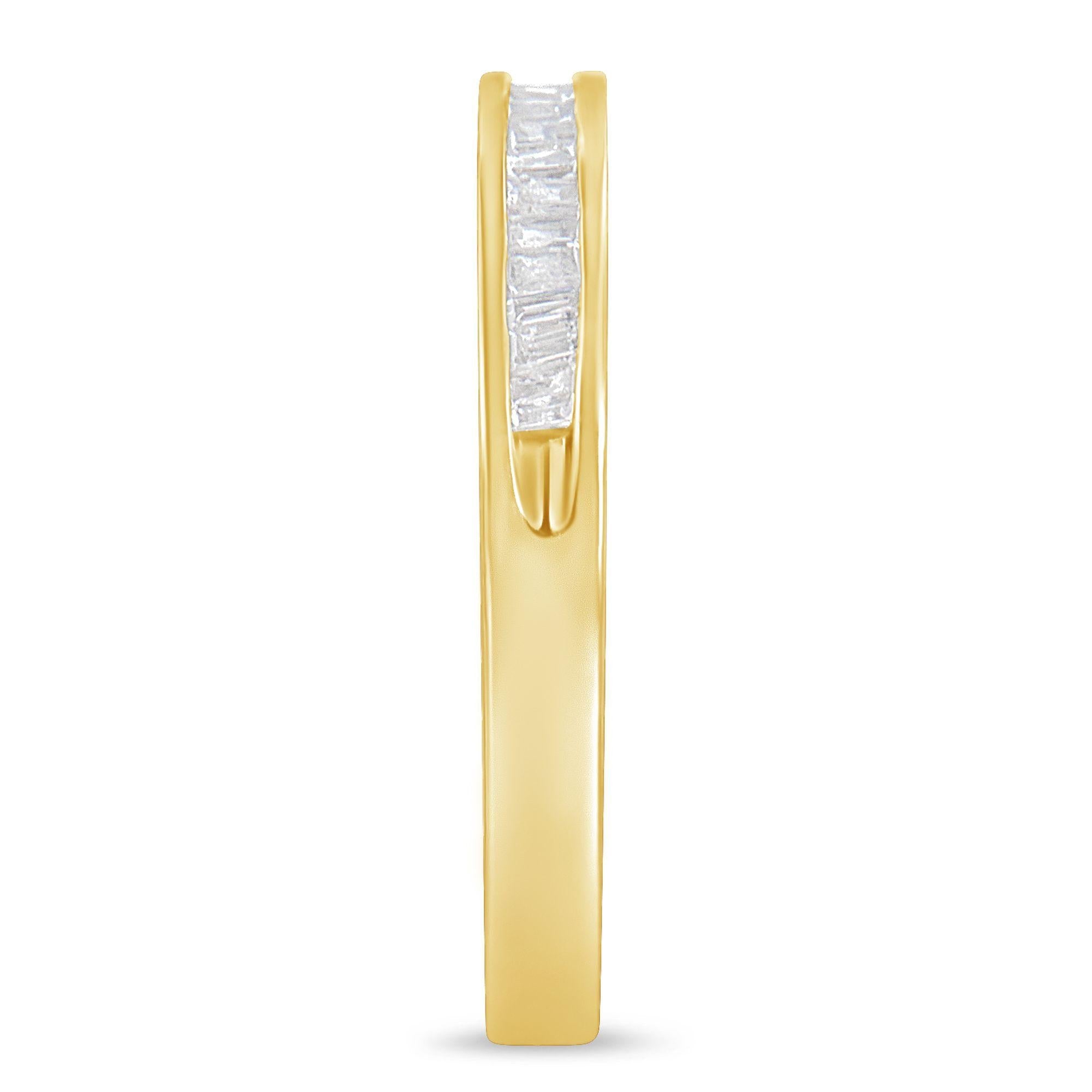 10K Yellow Gold over .925 Sterling Silver 1/5 Cttw Diamond Channel-Set Stackable Band Ring (H-I Color, I1-I2 Clarity)