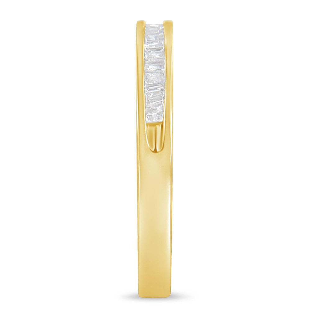 10K Yellow Gold over .925 Sterling Silver 1/5 Cttw Diamond Channel-Set Stackable Band Ring (H-I Color, I1-I2 Clarity)